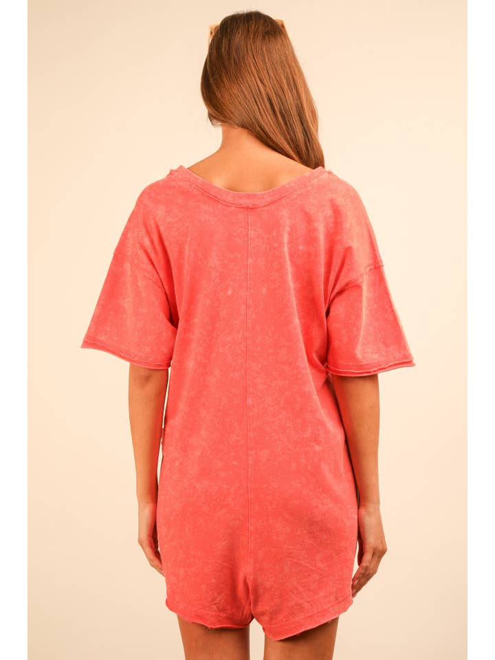 VERY J - Wholesale Romper - Women's - NP70740-Mineral Washed Oversized Casual Knit Romper5