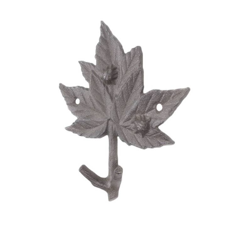 Cast Iron Maple Tree Leaves Decorative Metal Tree Branch Hooks 6.5" for wholesale by Hampton Ironworks