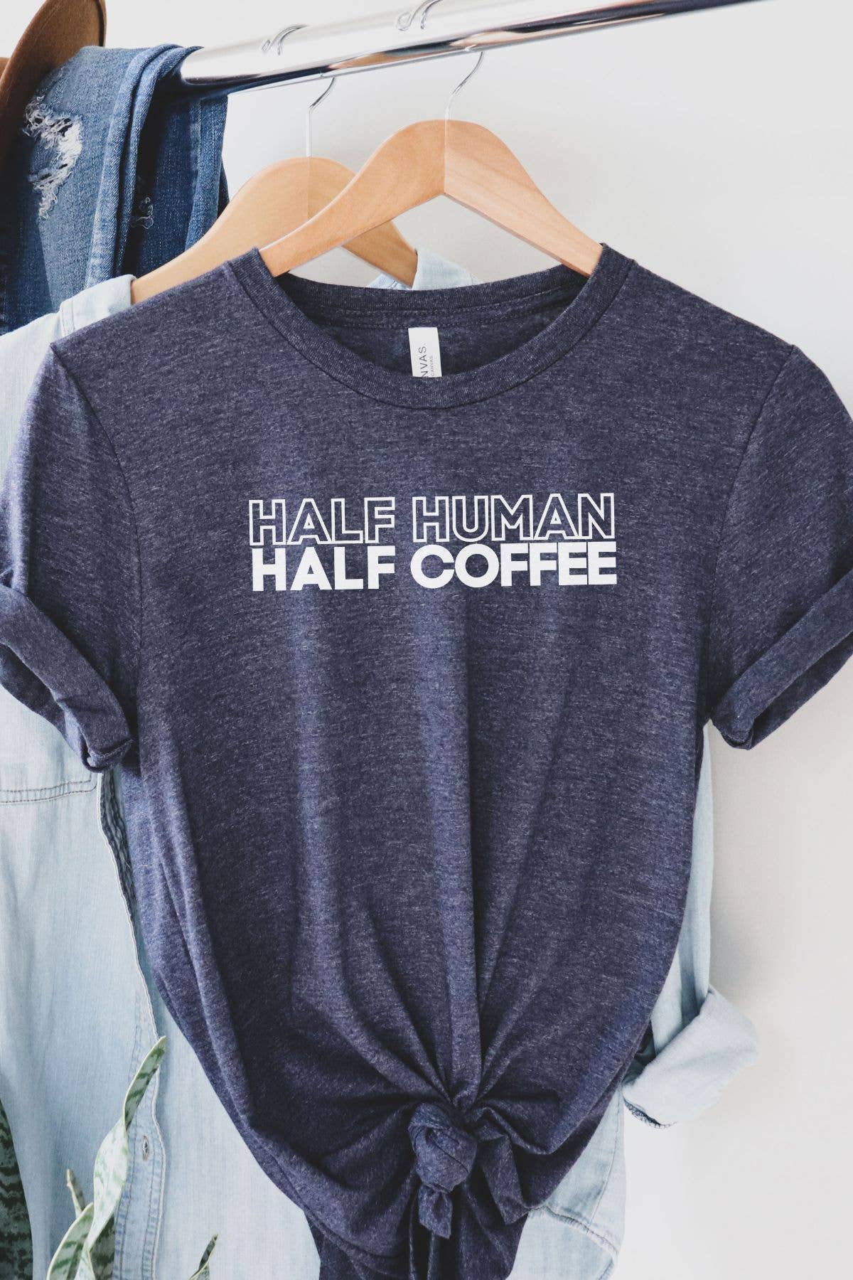 Bella Me - Venta al por mayor Camiseta serigrafiada - Mujer - Camiseta con gráfico de mitad humana media café4