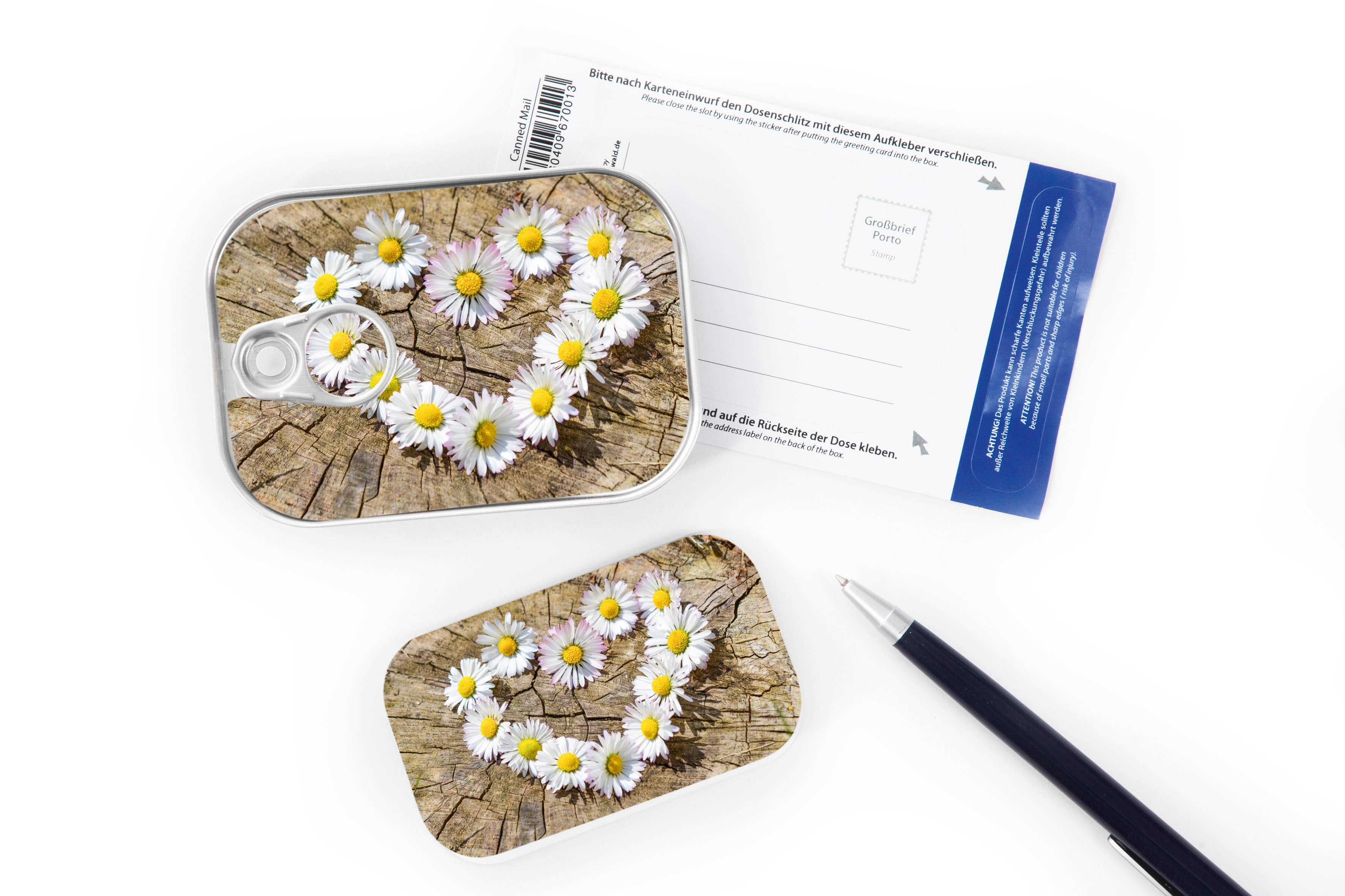 Gespänsterwald - Vendita all'ingrosso Biglietti di auguri generici - Messaggi e regali in scatola di metallo con margherite1