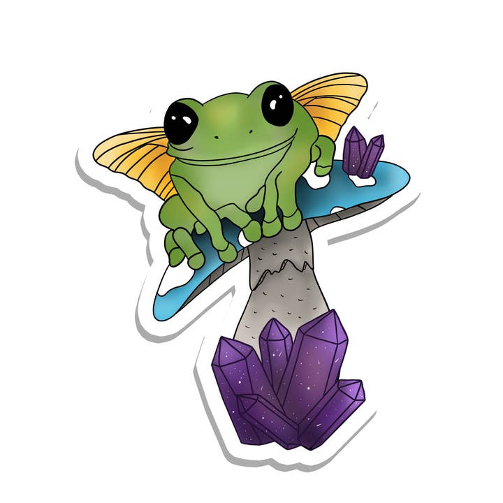 Kikker | Paddenstoel | Dier | Magie | Vinylsticker | 3" voor wholesale door Rebel and Siren Stickers