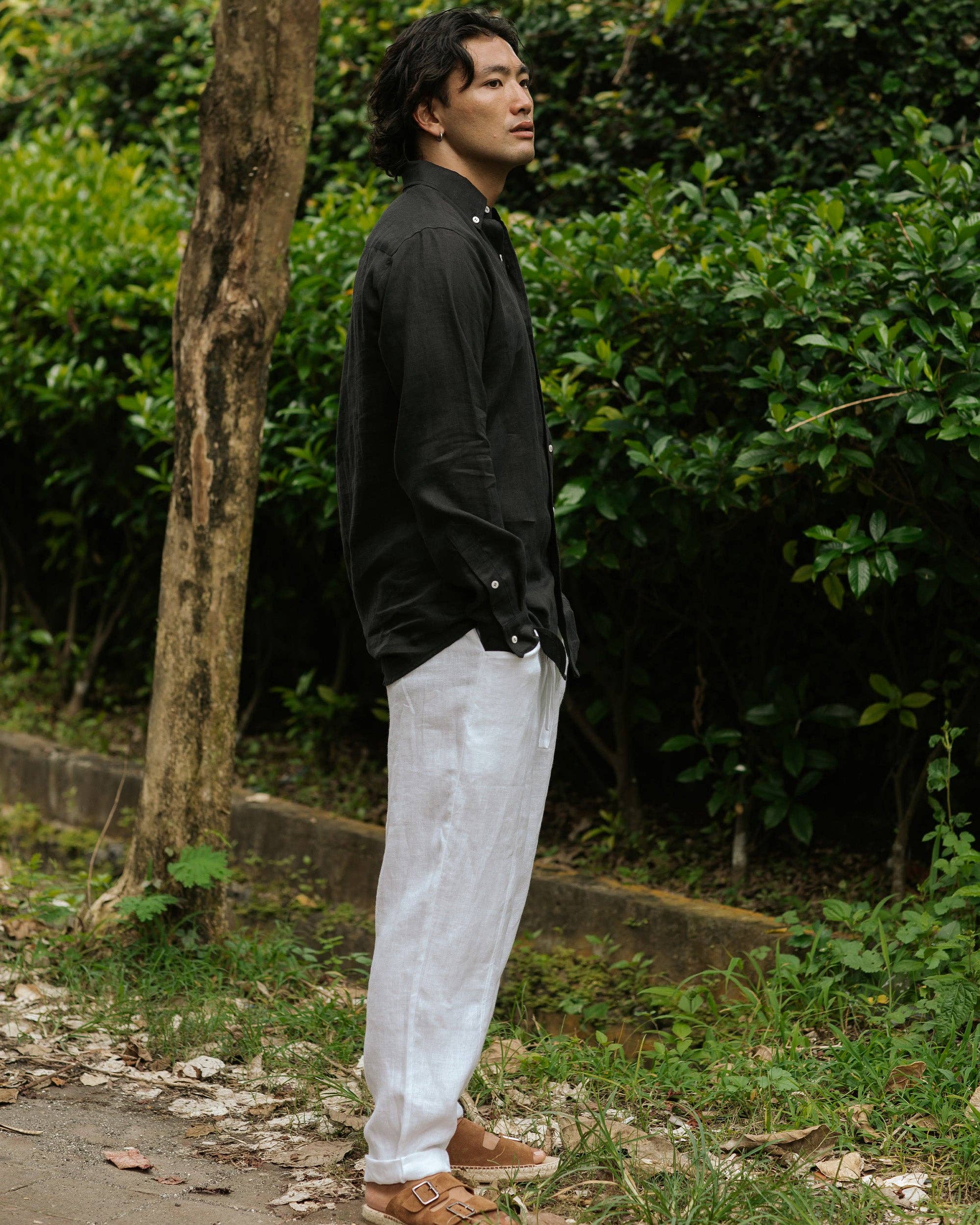 MagicLinen (We handle U.S. import procedures for you) - Wholesale Button Down Shirt - Men's - Men's classic linen shirt WENGEN in Black4