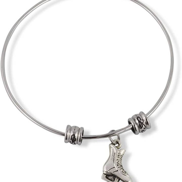 Dave The Bunny - Wholesale Charm/Dangle Bracelet - Emerald Park Jewelry Ice Skates (Female with Laces and Middle Support on Blade) Fancy Charm Bangle