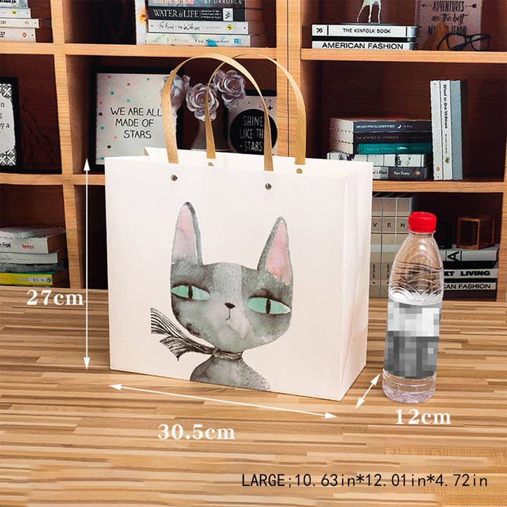 Beige INS STYLE SMALL FRESH CAT PAPER HANDBAG GIFT BAG_CWMM1036 for wholesale on Faire2