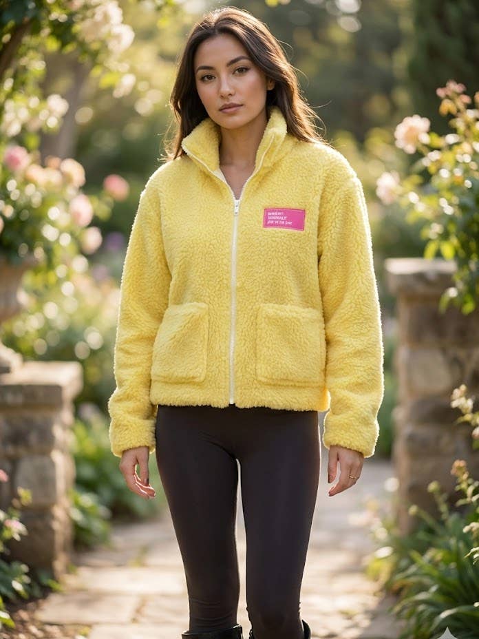 Zip-up plush jacket for wholesale by VICTORIA&ISAAC