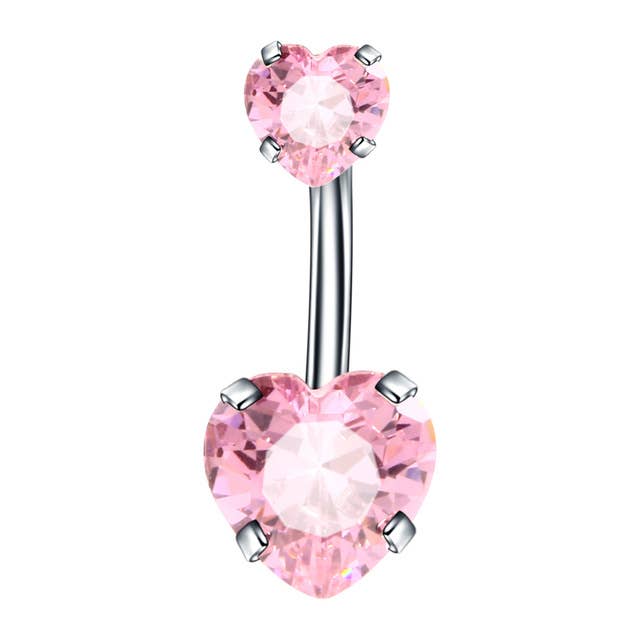 Gemscape UK - Wholesale Belly Ring - Heart shaped Belly Button - Two Stone Design15