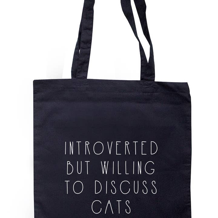Illustrated Identity – wholesale Tote bag – Unisex – Introverted But Willing To Discuss Cats Tote Bag K24951
