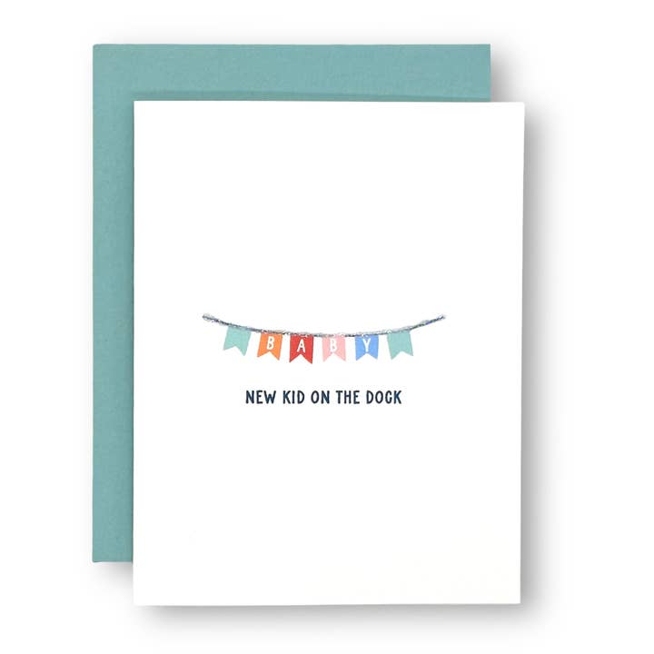 NEW KID ON THE DOCK - Wenskaart met handglitters voor wholesale door Seaside + Sunshine Greetings