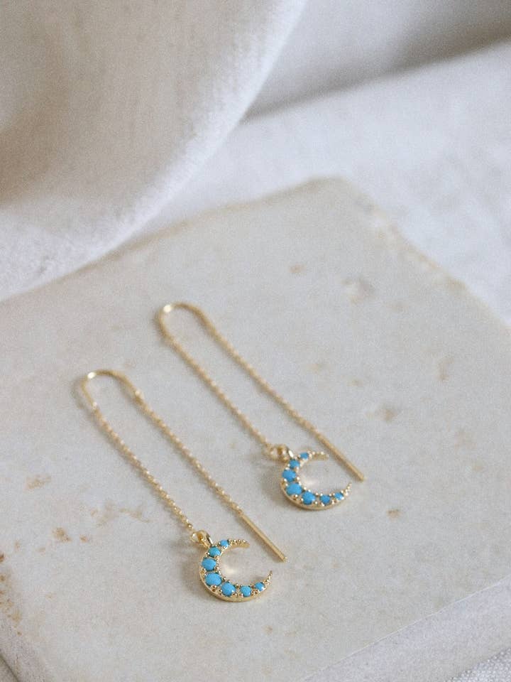 TURQUOISE LUNA Threaders for wholesale by Goldie Jewelry