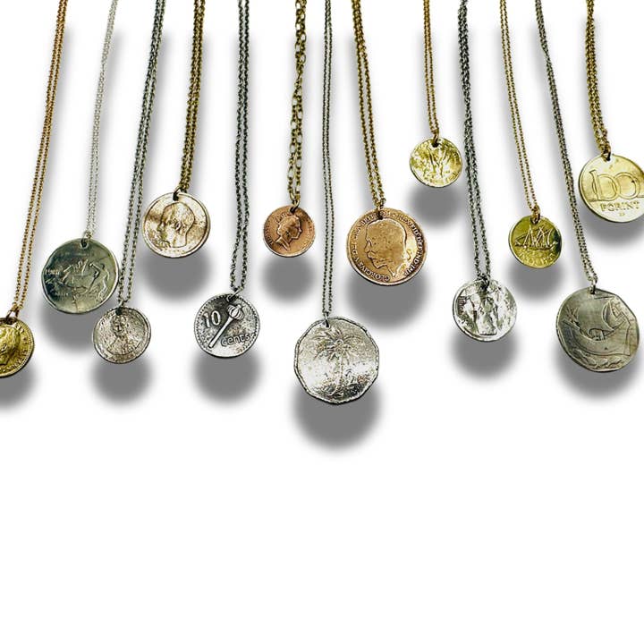 Genuine Vintage Coin Necklaces Jewelry USA Made Sustainable for wholesale by Alisa Michelle Designs Inc.