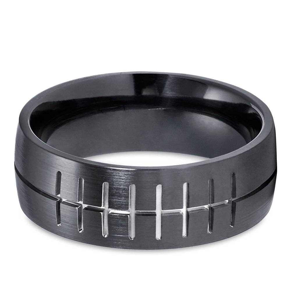 Black Football Wedding Ring - Zirconium Wedding Ring - Football Ring - Man's Ring - Woman's for wholesale on Faire3