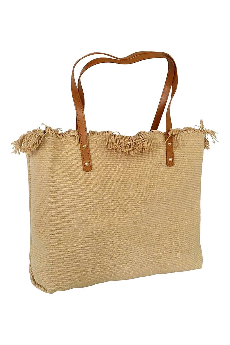 Cap Zone - Wholesale Strandtas - Eenvoudige strandtas met franjes en gevlochten rand2