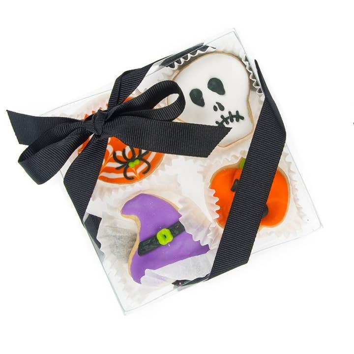 Halloween Mini Cookie Clear Gift Box- 4 pc for wholesale by Lady Fortunes Inc