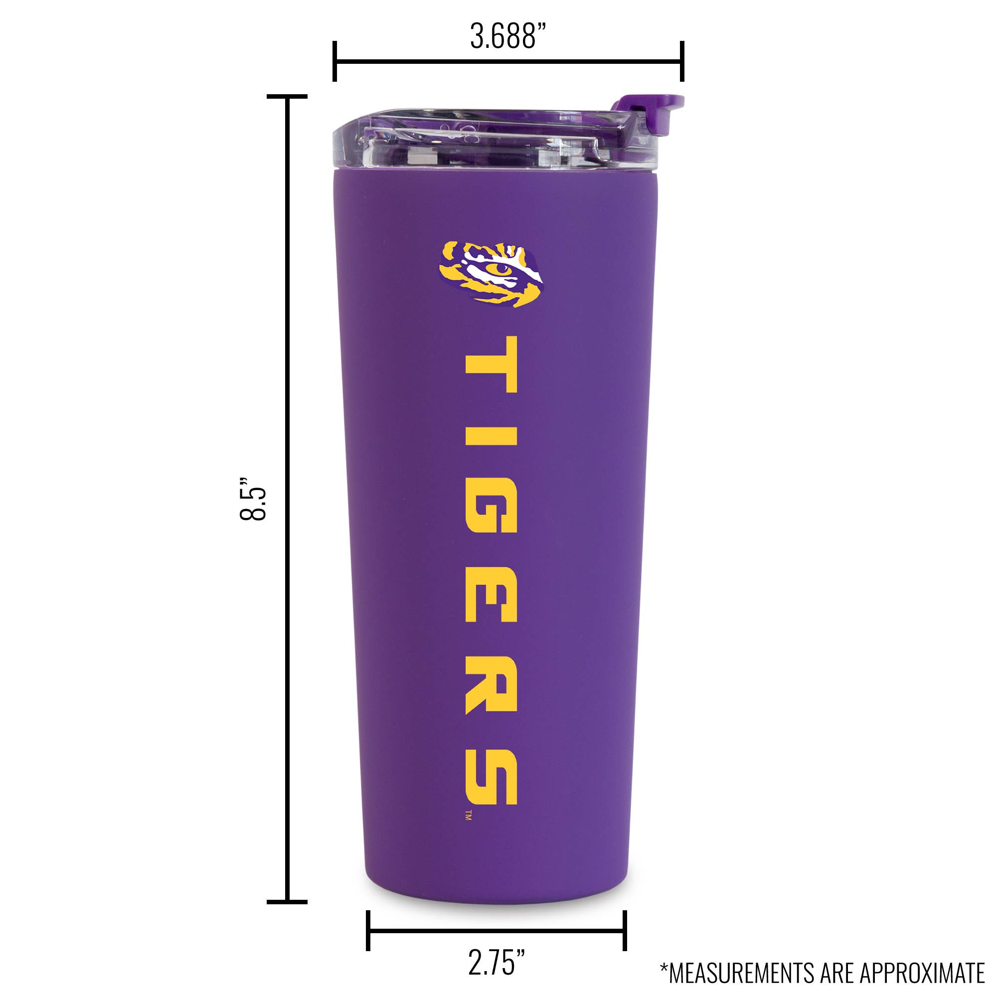 Rico Industries - Wholesale Insulated Mug/Tumbler - NCAA  LSU Tigers Purple 24oz Stainless Steel Tumbler5
