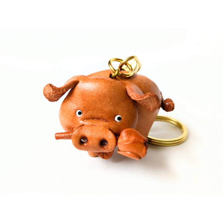 Pig Leather Keychain/L Animal Handmade Bag Charm Accessory for wholesale by VANCA CRAFT