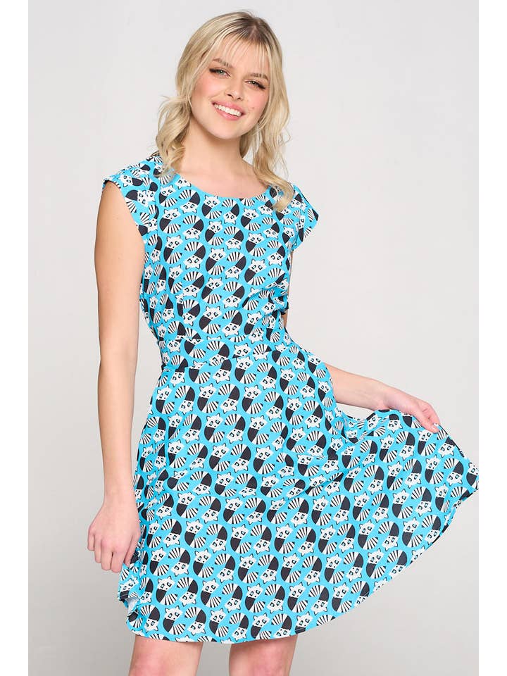 Bleu Robe imprimée raton laveur en vente sur Faire5