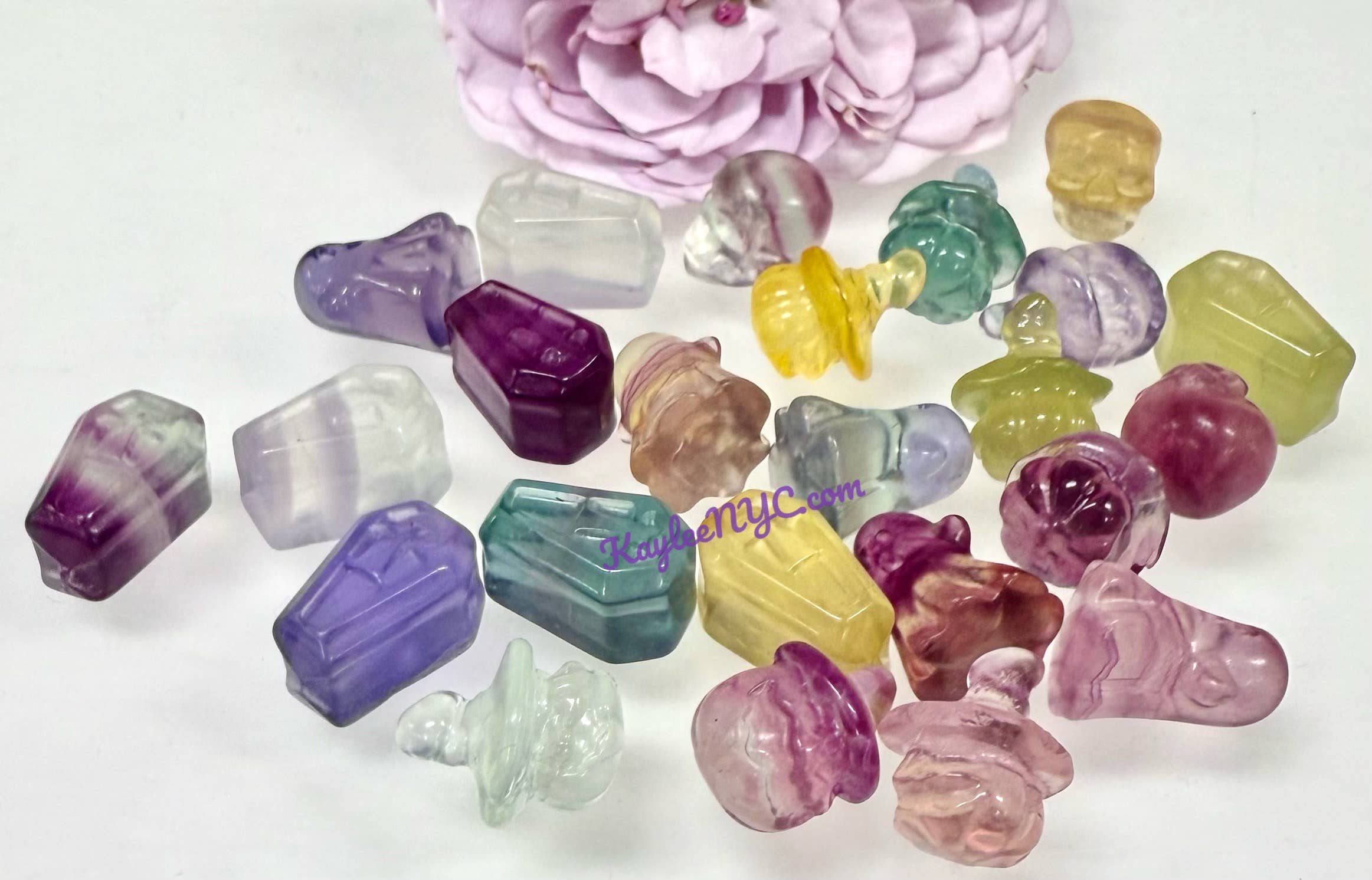 KayleeNYC – Großhandel Spiritueller Stein/Kristall – Mini Bonbon Fluorit Halloween-Schnitzereien Kristall2