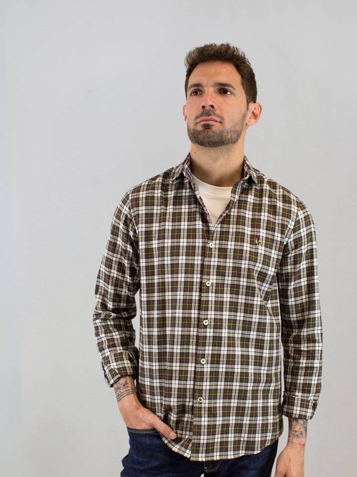 Camisa de xadrez branco por atacado de Patadegayo