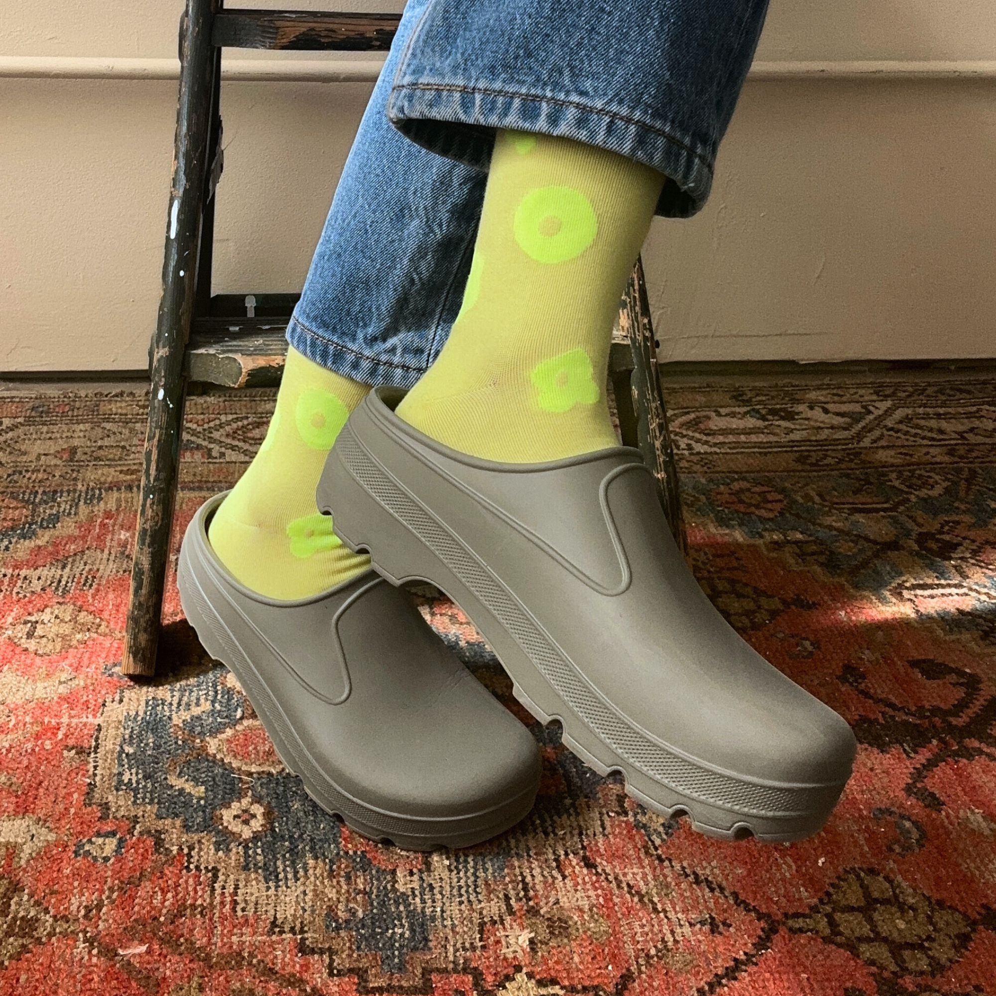 Jenny Pennywood – wholesale Socks – Unisex – Crew Socks - Celeste in Sunny Yellow & Neon1