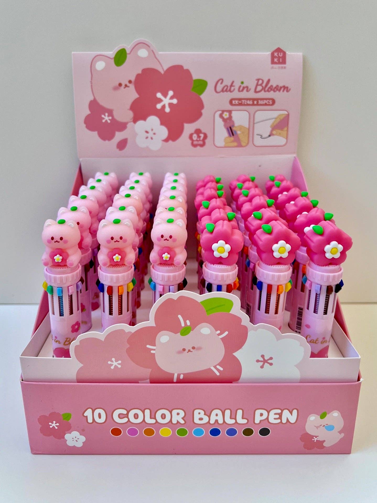 BCmini - Vente Stylos - 23013 STYLO BILLE RÉTRACTABLE 10 COULEURS SAKURA CHAT-3618