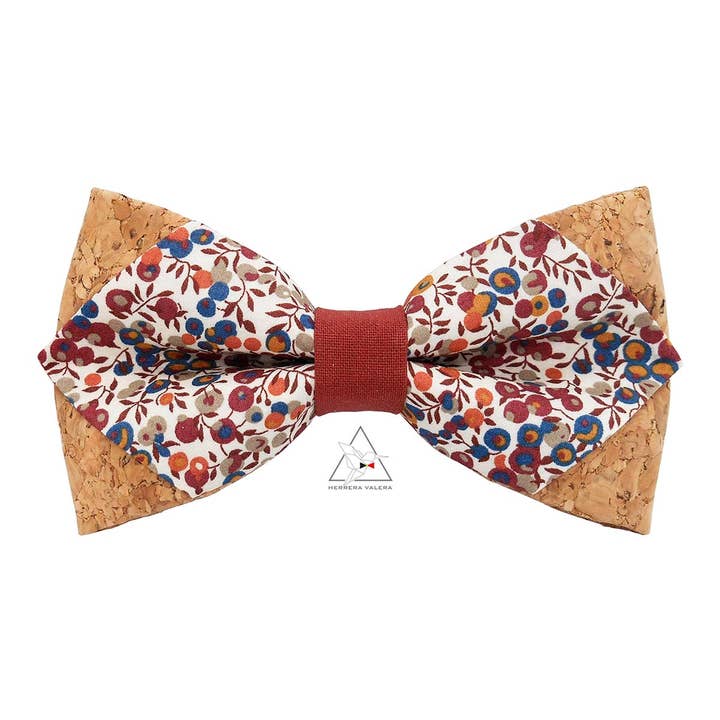 Pointed bow tie in cork and fabric - Wiltshire tomette for wholesale by Herrera Valera