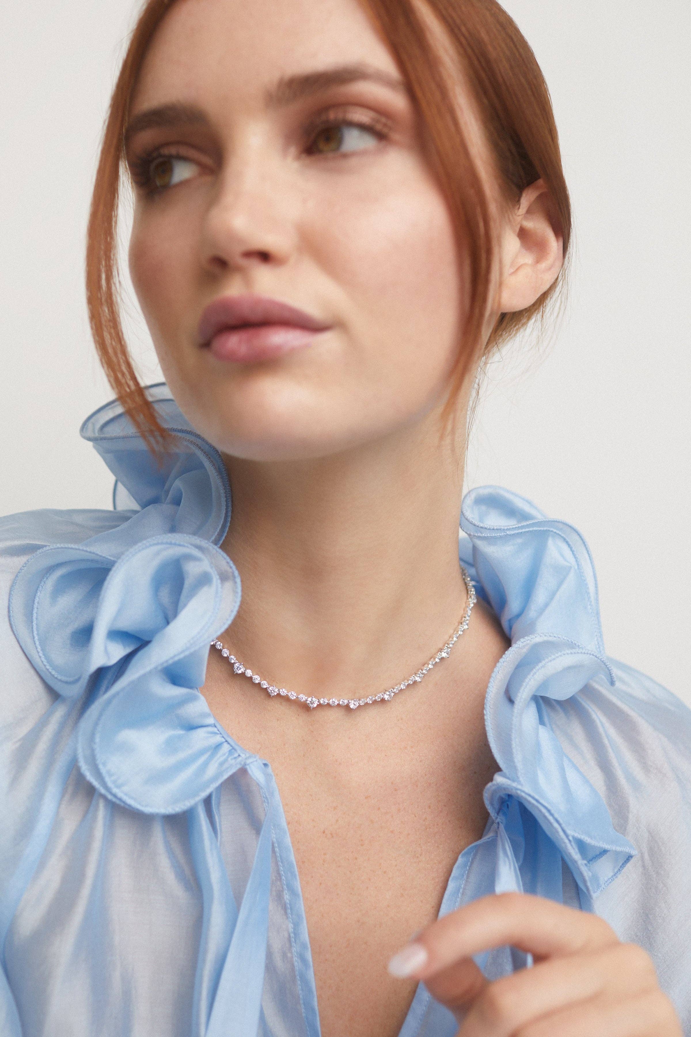 NADRI - Vente Collier maille et chaîne - COLLIER DE TENNIS À COL CASSI CZ2