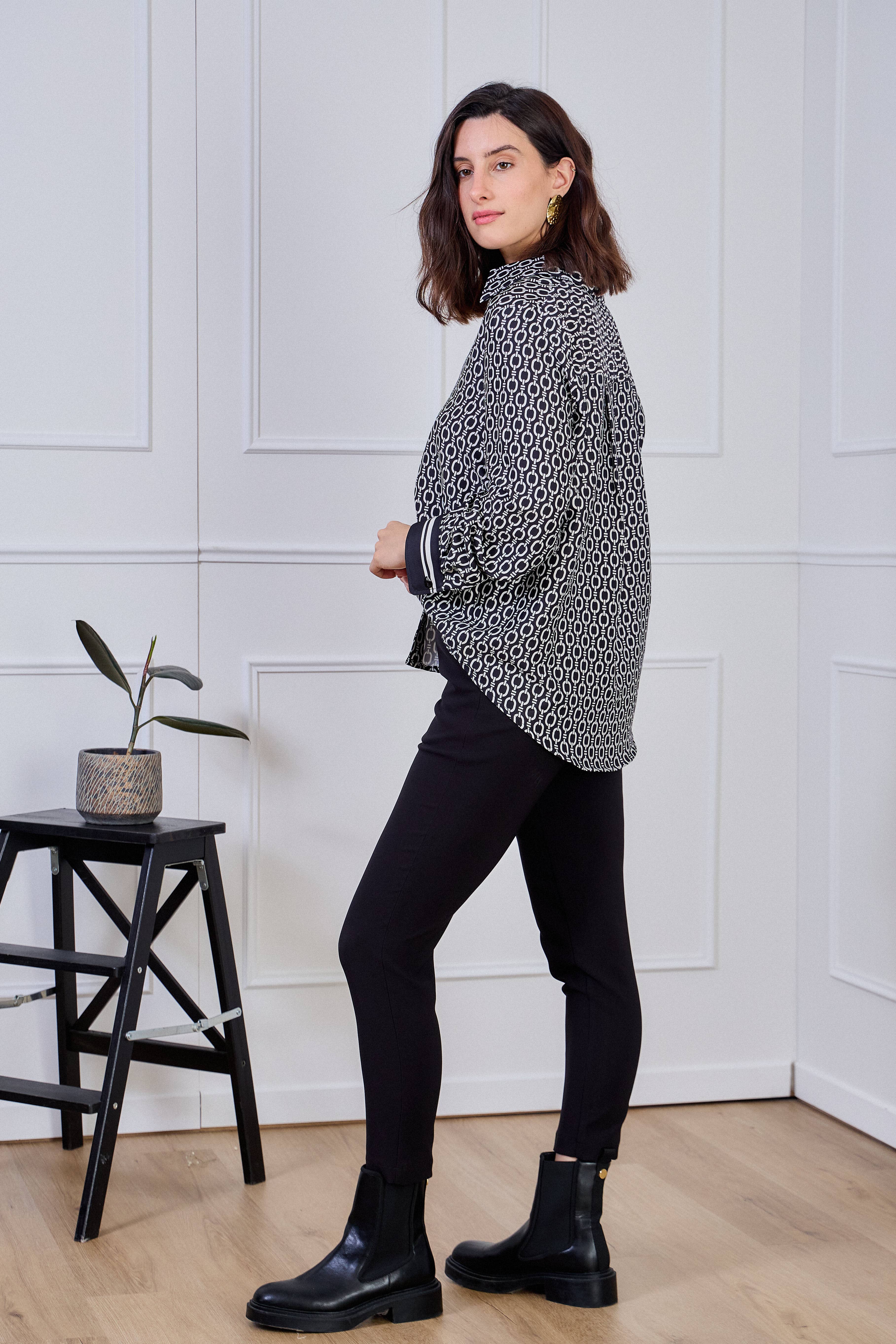 LULUMARY - Wholesale Overhemd met knopen - Dames - Kettingprint overhemd CH352A22