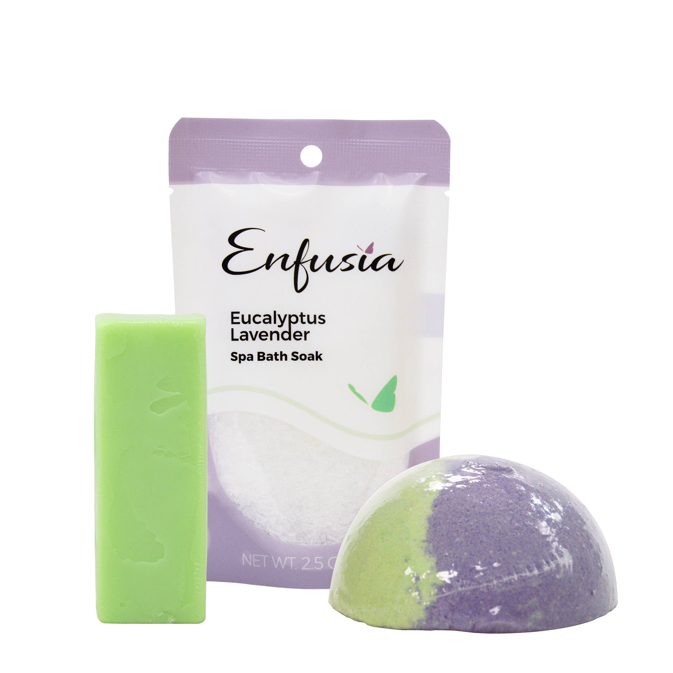 Enfusia - Wholesale Bath & Body Set - Salt, Soap, & Mini Gift Set - Eucalyptus Lavender1