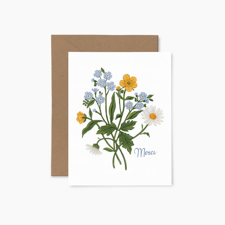Papier Fleuri Co. - Wholesale Thank You Card - Wildflowers "Merci" | Greeting Card
