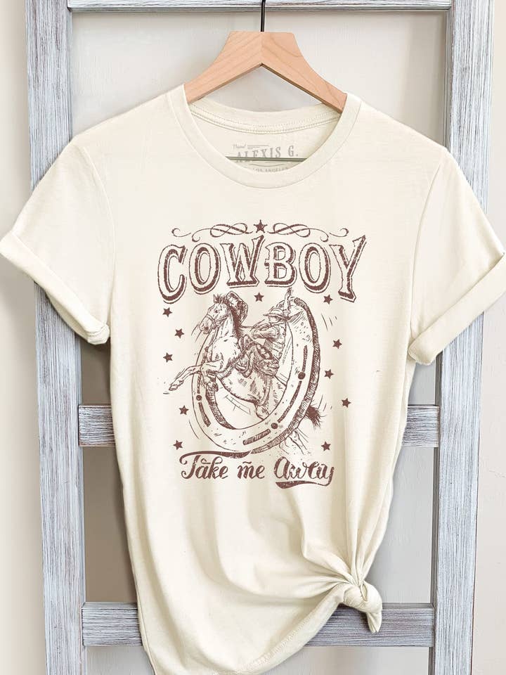 Cowboy Take Me Away Graphic Tee, Western Cowboy Shirt for wholesale by SewCalUSA