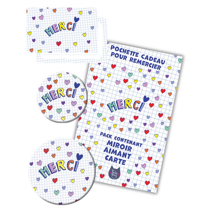 Thank You Hearts Gift Set | Card Pack + Mirror for wholesale by TickyTacky