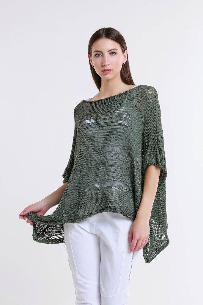 TINA Stephens Italy/Tees By Tina – Top de malha - Mulher por atacado – Camisola de malha com barra aberta Jean Elbow Slv (BQ909)13