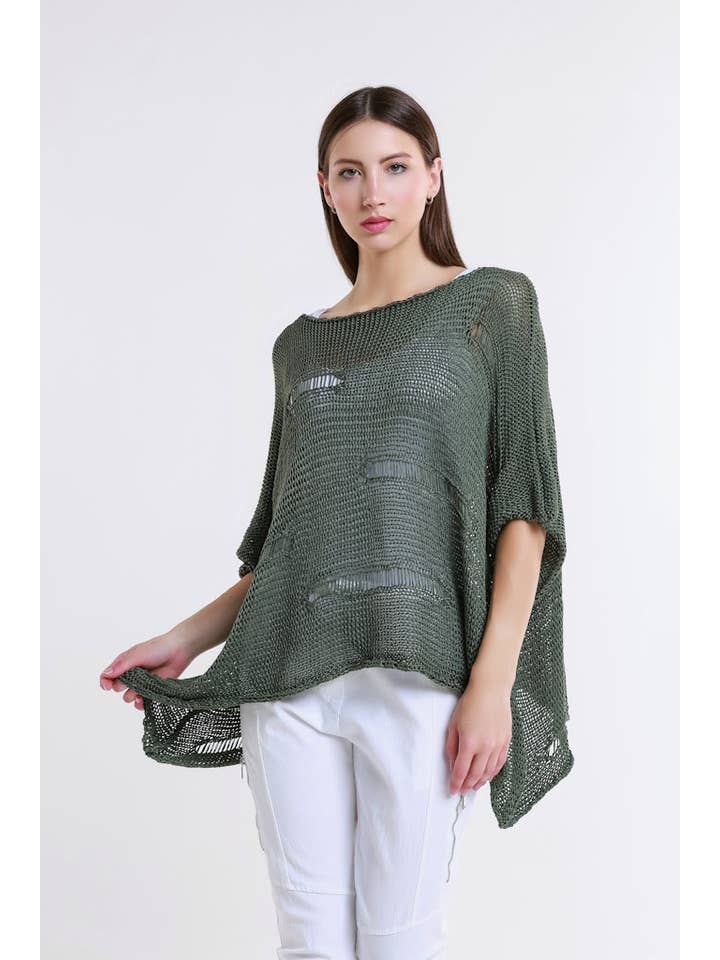 TINA Stephens Italy/Tees By Tina – Top de malha - Mulher por atacado – Camisola de malha com barra aberta Jean Elbow Slv (BQ909)13