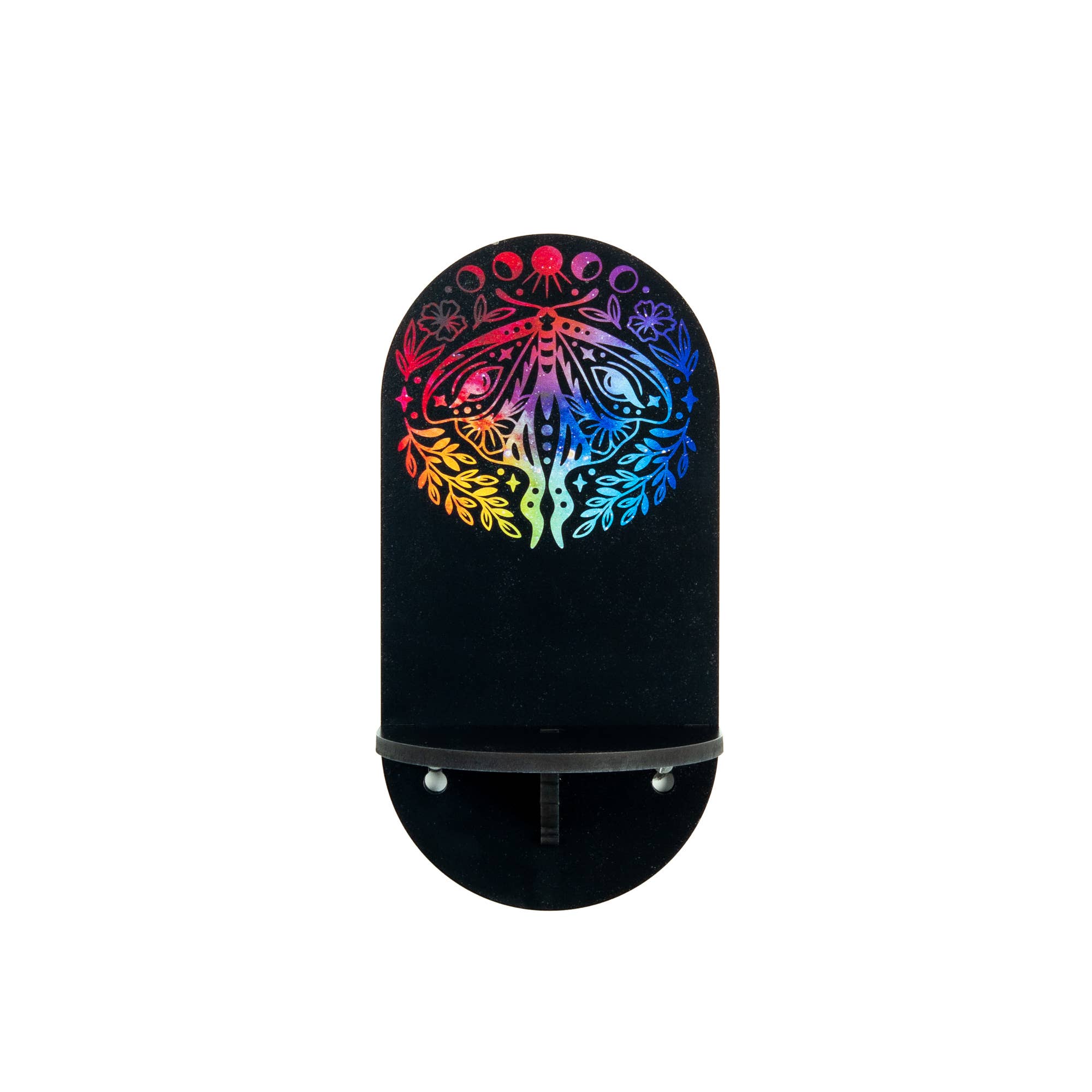 Standish House - Wholesale Wall Mounted Shelf - Arch shelf with moth-Rainbow galaxy2