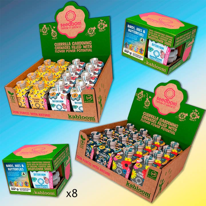 Bird, Bee & Butterfly Seedbom Trade Grow Bundle (Save 5%) for wholesale by Shroot: Kabloom Seedboms