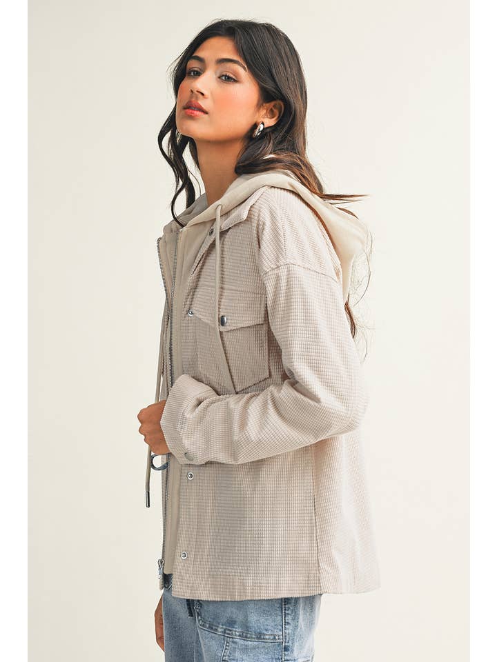 Little Daisy Closet - Wholesale Shirt Jacket/Shacket - Women's - LDC Solid Textured Patchwork Flap Pocket Shacket1