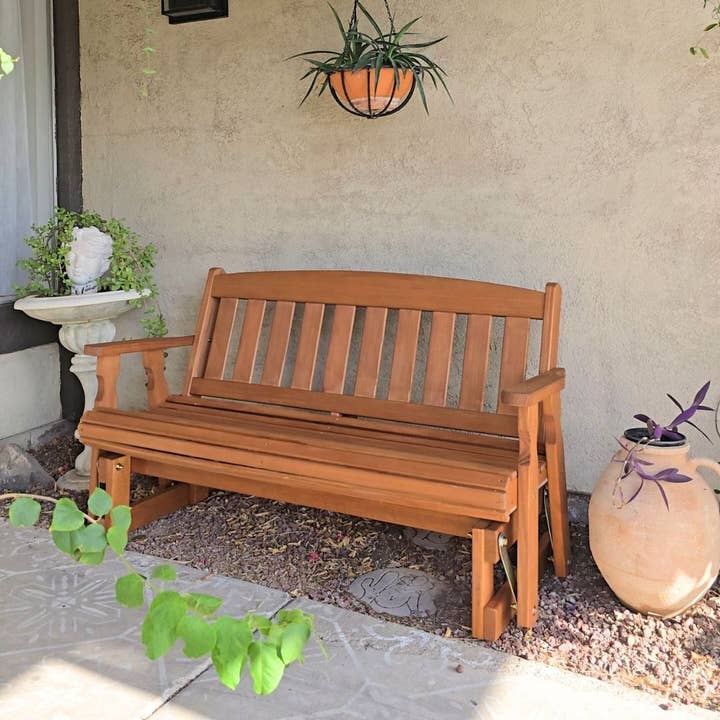 Amish Casual 5 Foot Mission Wood Porch Glider for wholesale by The Porch Swing Company