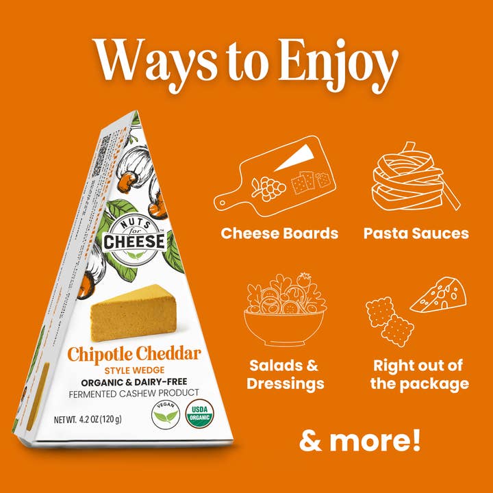 Nuts For Cheese - Wholesale Cheese - Chipotle Cheddar Style Cashew Cheese Wedge | Organic | Vegan