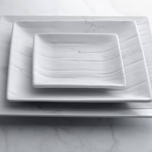 Gourmet Marble Blanc Melamine Square Plate for wholesale by LeadingWare