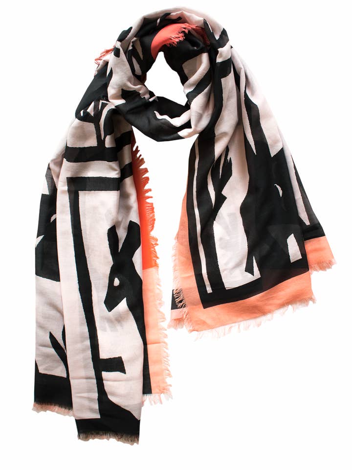 Silk/Cotton "Deers II / Papercut" Stola 200x140cm for wholesale by EditionMichel