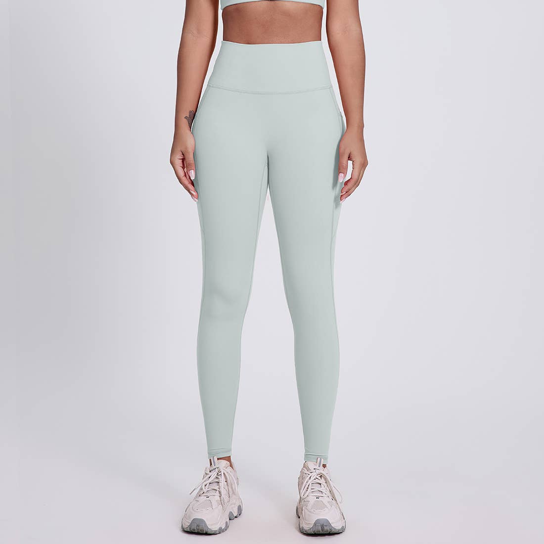 Sodalemon – Leggings de desporto/casuais - Mulher por atacado – Calças de Ioga com Bolsos Laterais para Mulheres, Leggings Desportivas sem Costura Frontal2