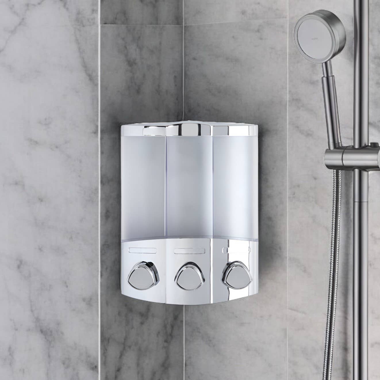 HomeRoots - Wholesale Soap Dispenser - Gray Heavy Duty Plastic 3 Chamber Wall Mount Soap Dispenser0