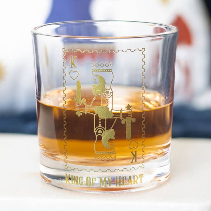 King of My Heart Father's Day Drinking Glass for wholesale by Something Different Wholesale