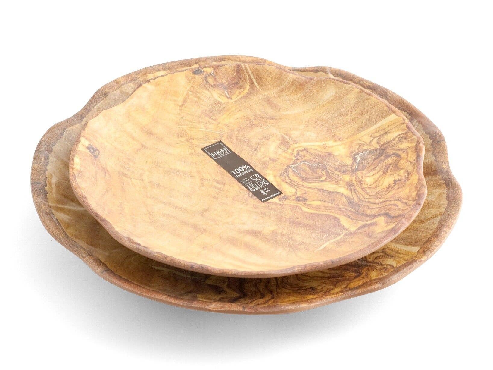 H&H - Wholesale Dinner Plate - Round Melamine Plate Wood Effect in Melamine cm 25.51