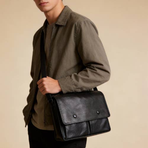 Deux Mains: Haiti Fair Trade - Wholesale Messenger Bag - Unisex - Unisex Leather Messenger Bag1