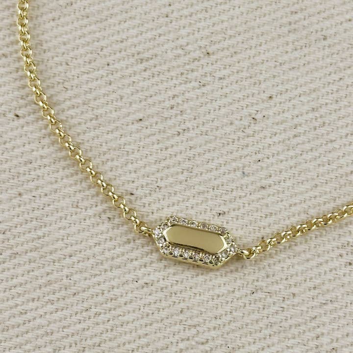 GoldFi - Wholesale Charm/dangle bracelet - 18k Gold Filled Pointed Rectangle Plate Bracelet2