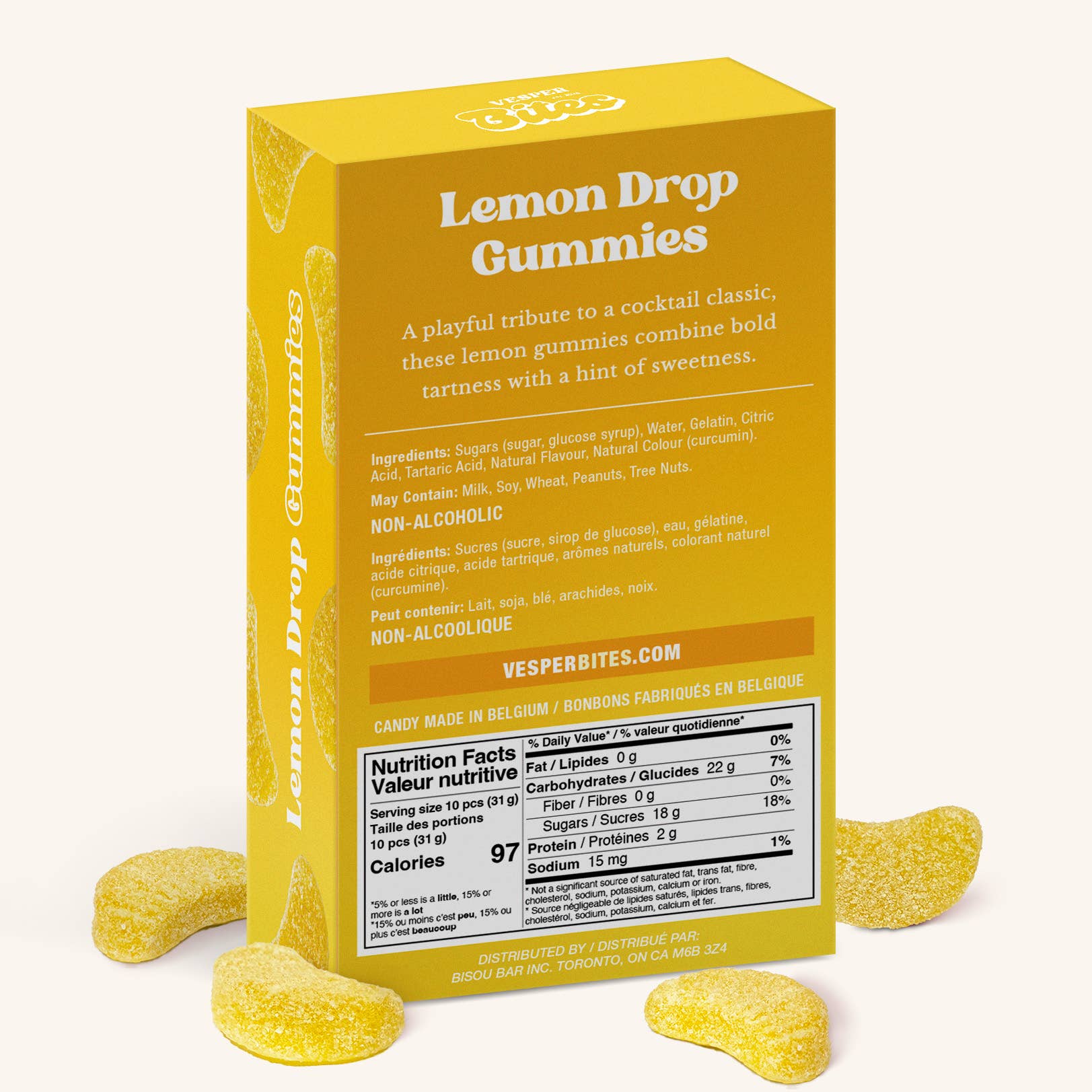 Vesper Bites (No duties | Ships from CAN/USA) – wholesale Gummy – Lemon Drop Gummies, Chewy Candies, Alcohol-Free1