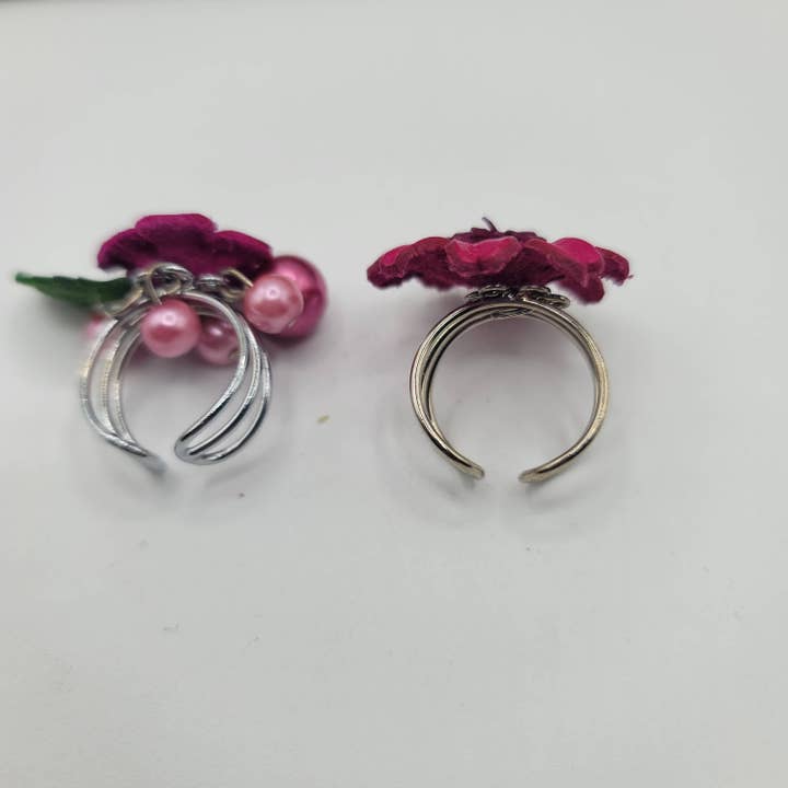 Sunflower Handmade leather inc - Wholesale Single Stone/Solitaire Ring - assorted leather flower ring5