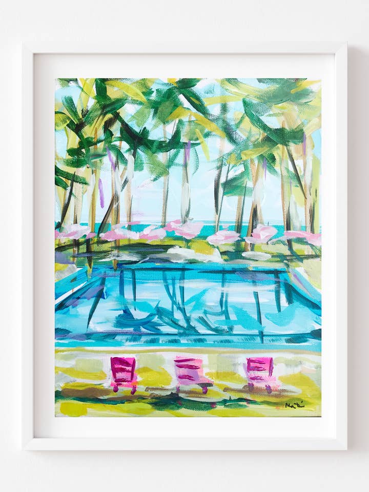 Pool Print on Paper, "Cool Pool" for wholesale by Maren Devine Art
