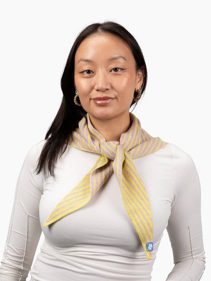 Babs Cotton Cashmere Striped Triangle Scarf in Lilac Combo for wholesale by Chicky Dickies